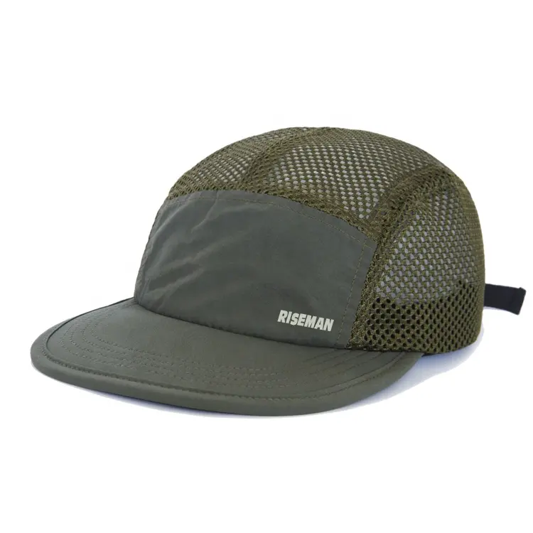 Hochwertige leichte Dry Fit 5 Panel Soft Mesh Jugend lauf Gorras Custom Printed Logo Trail Enten schnabel Cap Hut