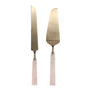 Stone And Metal Handle Cake Knife And <b>Serving</b> <b>Spoon</b> For Dining And Hosting Decorative Serveware Kitchen Accessories - Product Image 4