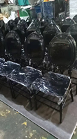 Chaise de banquet de mariage moderne de luxe noire en plastique pour événements et hôtels, mobilier commercial extérieur, capacité 450 kg