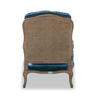 Meistverkaufter Rustikaler Französischer Landhausstil Massivholz Freizeitsessel Natürlicher Rattan-Rücken Leinen Chaiselongue Gepolstert Wohnzimmer