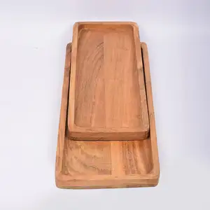 Wooden rectangular tray for food rack/barbecue/barbecue party buffets, gifts for friends and family