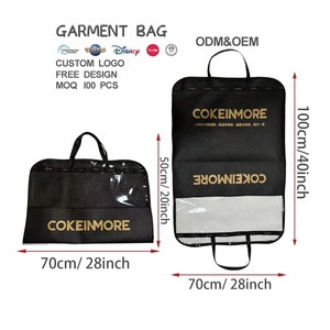 Prezzo di fabbrica personalizzato Non tessuto riutilizzabile pieghevole borsa di abbigliamento personalizzata di lusso nero borsa della polvere per il viaggio di lavoro - Product Image 5