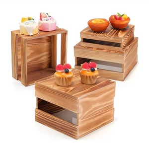 Exhibidor de Cupcakes de Madera, Estante Cúbico de 3 Piezas, Estilo Rústico, Organizador de Pasteles para Escritorio - Product Image 1