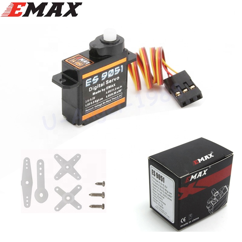 Micro Servo Digital EMAX ES9051 De 4.3 G – Reemplazo Para Timón De Avión A560, Helicópteros Y Robots, Con Cable De 15.5 Cm, Compatible Con Futaba/JR