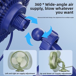 HONGLILAI 6 pollici doppio testa elettrica ventilatore ABS materiale 36dB silenzioso potente 12V/24V interfaccia USB grandi accessori per camion - Product Image 4