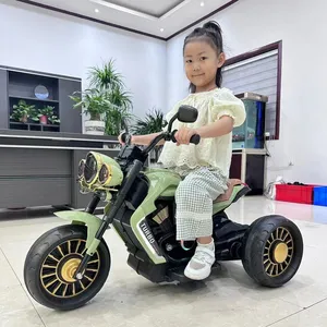 Sıcak satış çocuk manuel kolu çevirin motosikletler serin ışıkları elektrik motoru toptan çocuk oyuncak arabalar çift sürücü motosiklet