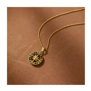 XIXI Design Hiphop Travel Compass North Star Pendant Stainless Steel Chain Women Link 18K Gold Plated Fashion Jewelry Necklaces