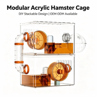 Cage à hamster empilable en plastique PP, tunnel double couche, roue silencieuse de 12 cm, habitat pour petits animaux, OEM ODM