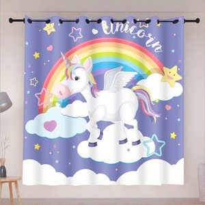 Rideaux occultants d'impression numérique de dessin animé de <span class=keywords><strong>licorne</strong></span> Rideaux d'impression numérique 3D classiques pour chambre d'enfants - Product Image 2
