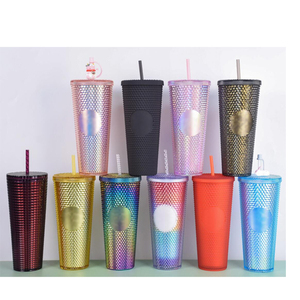 Hot Selling multi-Colors Leak Proof 24oz Drinkware Double Walled Plastic Water Cup Matt Durian Tumblers With Lid And Straw