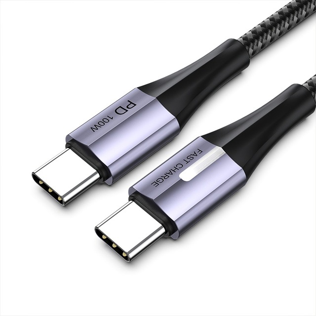 100W PD USB-C to C 5A Fast Charging Cable with LED Light 1m Length Pure Copper Conductor