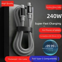 Câble de données à charge rapide 240W en gel de silicone pour smartphone et tablette avec charge rapide intelligente compatible USB-C