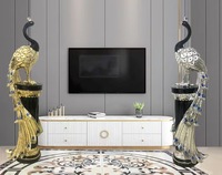 Décoration d'intérieur haut de gamme Feng Shui, grande statue de phénix, sculpture en résine de paon doré