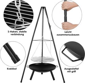 Soporte Giratorio de Acero Inoxidable para Parrilla de Leña, Soporte para Cocinar al Aire Libre, para Acampar - Product Image 5