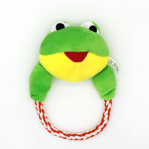 Multi-Color Animal Cotton Rope Chew Toy for Dogs Plush Squeaky Pet Toys for Teeth Cleaning Featuring Pig Dog Duck <b>Frog</b> Design - Product Image 4