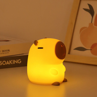 Lampe d'ambiance en silicone souple Capybara mignonne avec contrôle tactile, lumière chaude pour chambre d'enfant, décoration de chevet pour chambre à coucher