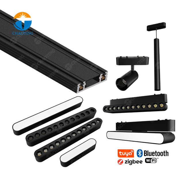 Safe Low Voltage DC 24V 48V Rail Lighting System Adjustable Led Track Lights Magnetic Spotlights Slim Mini Magnetic Track Lights