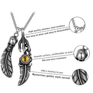 Collar de acero de titanio Gojo Goro Big Claw Feather Devil's Eye INS Hip Hop Vintage Collar Hombre - Product Image 3