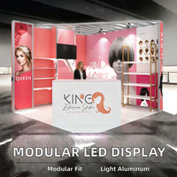 Stand d'exposition modulaire personnalisé avec cadre en aluminium, support d'affichage en tissu, rétroéclairage LED, transfert thermique CMYK, vitrine de vente au détail