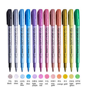 Stylo marqueur dur double 12 couleurs à base d'eau pour dessiner et peindre Largeur 10mm pour l'artisanat d'art métallique Encre permanente pour l'écriture sur tissu - Product Image 2