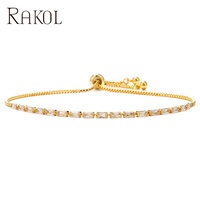 RAKOL BP5120 Minimaliste Nouvelle Arrivée Charme Bracelets Rectangle Zircon Réglable Chaîne Bracelet