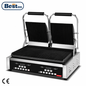 Presse à <span class=keywords><strong>panini</strong></span> électrique professionnelle à plaque simple ou double, contrôle indépendant de la température supérieure et inférieure, <span class=keywords><strong>grill</strong></span> de contact rainuré - Product Image 1