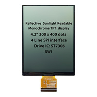 Layar LCD TFT Mono 4.2 inci 300x400, untuk mengganti kertas E tanpa lampu latar daya rendah reflektif luar ruangan rentang suhu lebar