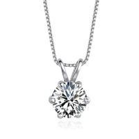 Collier pendentif classique en moissanite ronde de 6,5 mm en argent sterling S925 pour femmes
