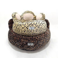 Yongjancanpet — lit en coton PP confortable, de luxe, imprimé léopard, avec patte d'ours, pour chien