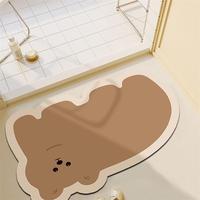 Tapis de salle de bain absorbant l'eau en forme d'alien chat de dessin animé mignon, en terre de diatomée, antidérapant, séchage rapide, pour porte de toilettes