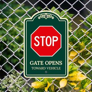 Venta directa de fábrica Personalizar 12*18 pulgadas Stop Gate se abre hacia el letrero de decoración del vehículo con protección UV e impermeable - Product Image 6