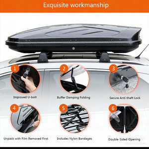 Boîte <span class=keywords><strong>de</strong></span> <span class=keywords><strong>toit</strong></span> pour véhicule Feigeer Tech, plusieurs capacités, étanche, en ABS, universelle, portable, pour SUV, MPV, fourgonnette - Product Image 6