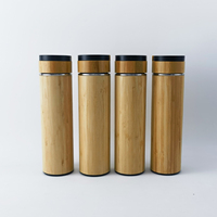 Grosir botol air bambu ramah lingkungan botol termos baja tahan karat dinding ganda terisolasi termos vakum