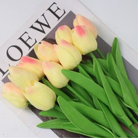 Décoration d'intérieur pas chère Fleurs artificielles en PU bleu pêche Tulipes Fleurs artificielles au toucher réel Tulipes artificielles blanches pour la décoration de mariage