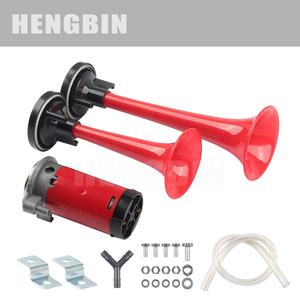 แตรรถมอเตอร์ไซด์12โวลต์24โวลต์สีแดงท่อคู่ยาวดัดแปลงได้ - Product Image 2