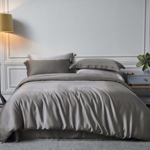 Taie d'oreiller grise de luxe satin queen size 180cm fibre de lyocell couleur unie drap de lit vert ensemble de literie grossiste - Product Image 4