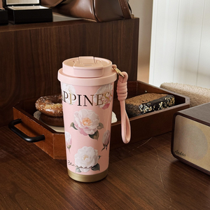 Nouvelle Tasse de Camping Isotherme Écologique 2026 en Acier Inoxydable avec Pot Intérieur Camélia, Idéale pour le Café des Adultes, Portable - Product Image 6