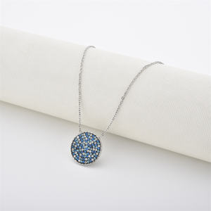 สร้อยคอจี้ประดับกรอบสแตนเลสสีน้ำเงินประกายระยิบระยับ - Product Image 3