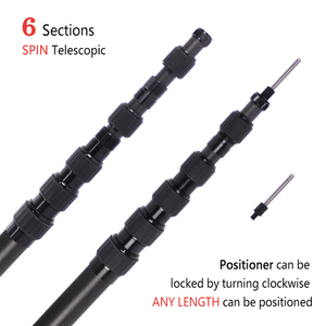 Perche télescopique extensible en fibre de carbone durable de 3 m à 6 sections <span class=keywords><strong>avec</strong></span> système de verrouillage par rotation pour bâche, idéale pour le camping, la randonnée et les outils de tente. - Product Image 2