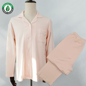 Custom Eco-Friendly Soft Breathable Women'S Sleepwear Sets, <b>Button</b> <b>up</b> Long Pants 100% Organic Cotton <b>Pyjamas</b> Sets for <b>Ladies</b> - Product Image 4