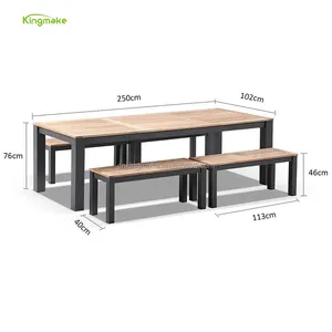 Natürliche Gartenmöbel Teakholz Esstisch Sets Holz Outdoor Bänke Esstisch Set 8 Mit Bank