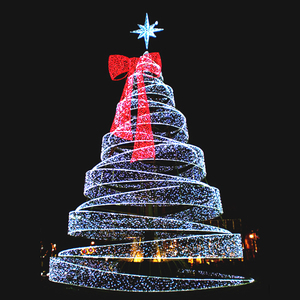 Đèn cây thông Noel hình nón xoắn <span class=keywords><strong>LED</strong></span> màu đỏ + tím, chống nước, dùng cho trang trí quảng trường thương mại ngoài trời, đạt chuẩn IP65, sáng mạnh - Product Image 2