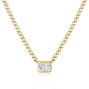 <span class=keywords><strong>Collar</strong></span> de Cadena de Plata de Ley 925 Chapado en Oro para Mujer <span class=keywords><strong>con</strong></span> Colgante de Circonita Cúbica <span class=keywords><strong>con</strong></span> Corte <span class=keywords><strong>Esmeralda</strong></span> y Bisel - Product Image 3