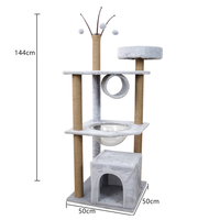 Grand arbre à chat moderne en bois, design écologique, 4 niveaux, pour intérieur/extérieur, emballé en carton, nid d'escalade pour chat Purr Garden