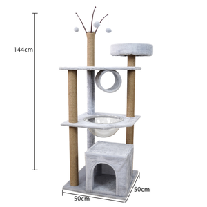 Grand arbre à <span class=keywords><strong>chat</strong></span> moderne en bois avec design écologique, 4 niveaux, pour intérieur/extérieur, emballé en carton, Purr Garden, nid d'escalade pour <span class=keywords><strong>chat</strong></span> - Product Image 5