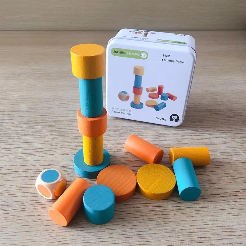 Kids Travel Interactive Games Cartoon Educational Smart Toys Wooden Building Blocks