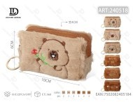 Porte-monnaie octogonal en peluche à motif d'ours, fermeture éclair, mini 5 pouces, style dessin animé unisexe - Product Image 1