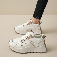 F893 Nouvelle Collection Printemps Chaussures Femme en Cuir Baskets Athlétiques Tendance Polyvalentes à Semelle Épaisse Plateforme Décontractées pour Femme