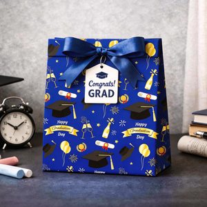 Original graduation season blue and gold 5-meter hat <b>pattern</b> wrapping <b>paper</b> for graduate - Product Image 3