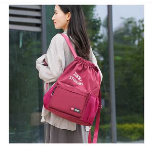 New Style Polyester With Front Zipper Pocket Foldable Reusable Backpack for Beach Hiking Gym Daily Use Adults Kid Drawstring <b>Bag</b> - Product Image 5